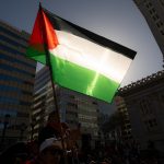 Palestinian flags fly during protests around the world.  They won't be at Eurovision.