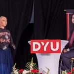 Robot AI gives a graduation speech at D'Youville University in Buffalo
